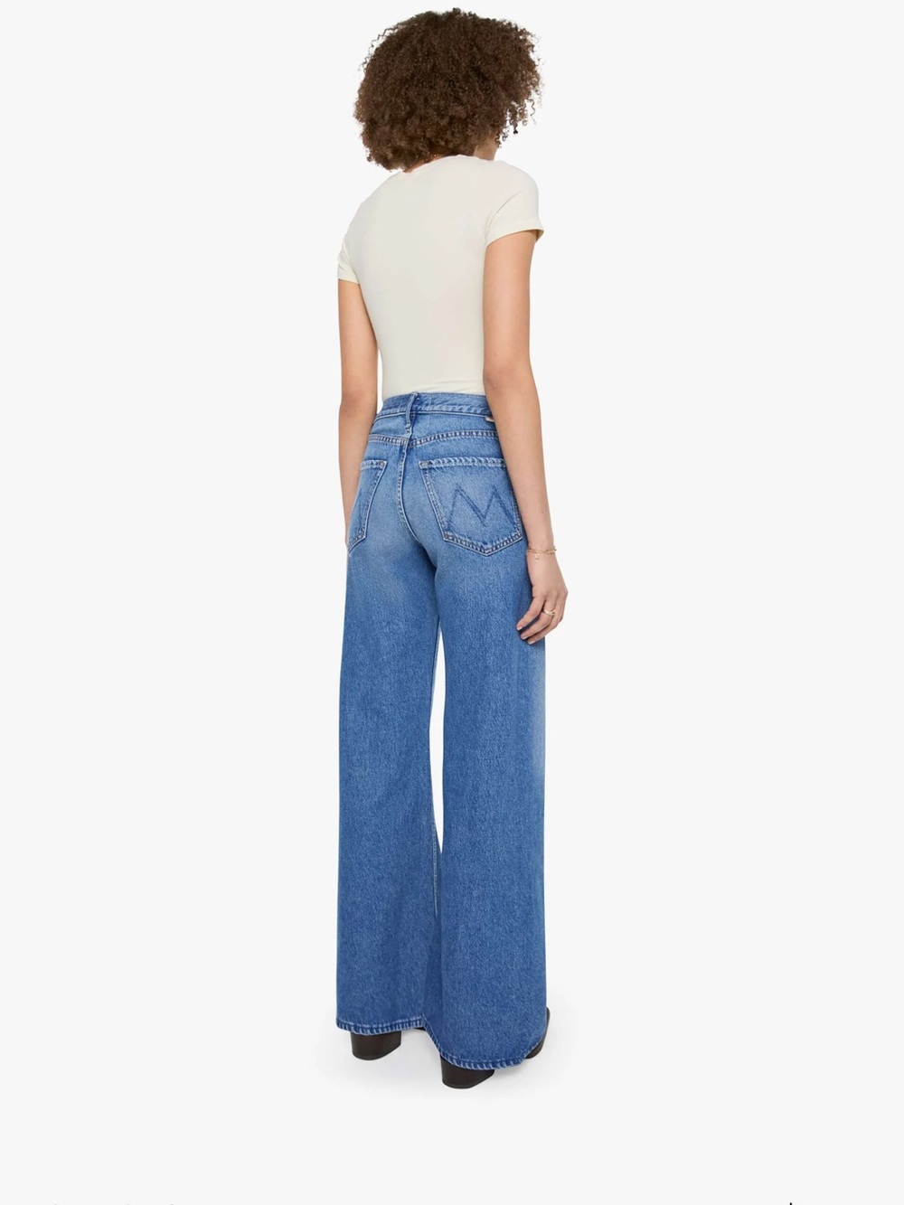 MOTHER Wide-Leg High-Rise Jeans in Medium Blue